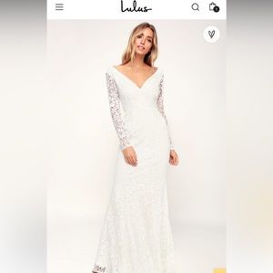 Natural Beauty white lace long sleeve maxi dress, size small